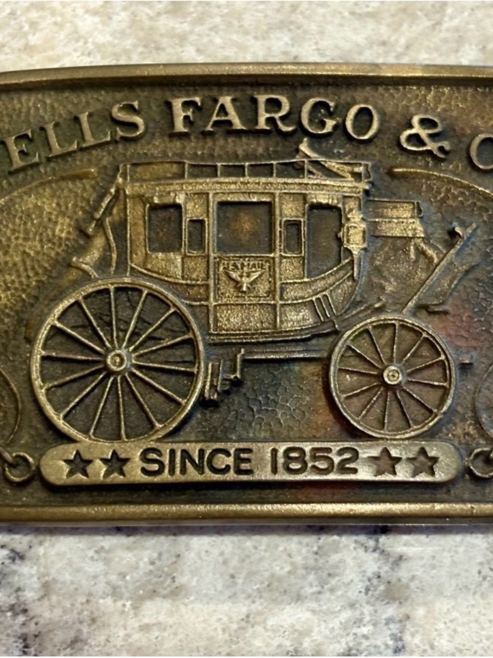 Wells Fargo & Co Vintage 1973 Stagecoach Brass Belt Buckle Number 195 of Series